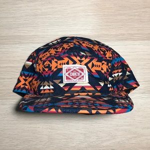 Obey Five Panel Denim Aztec Southwestern Hat Cap